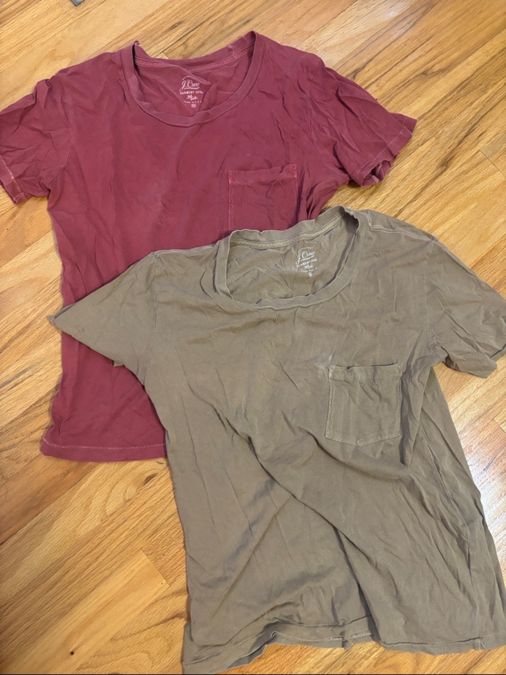 J. Crew Short-Sleeve Pocket Tees in Maroon & Olive BUNDLE
